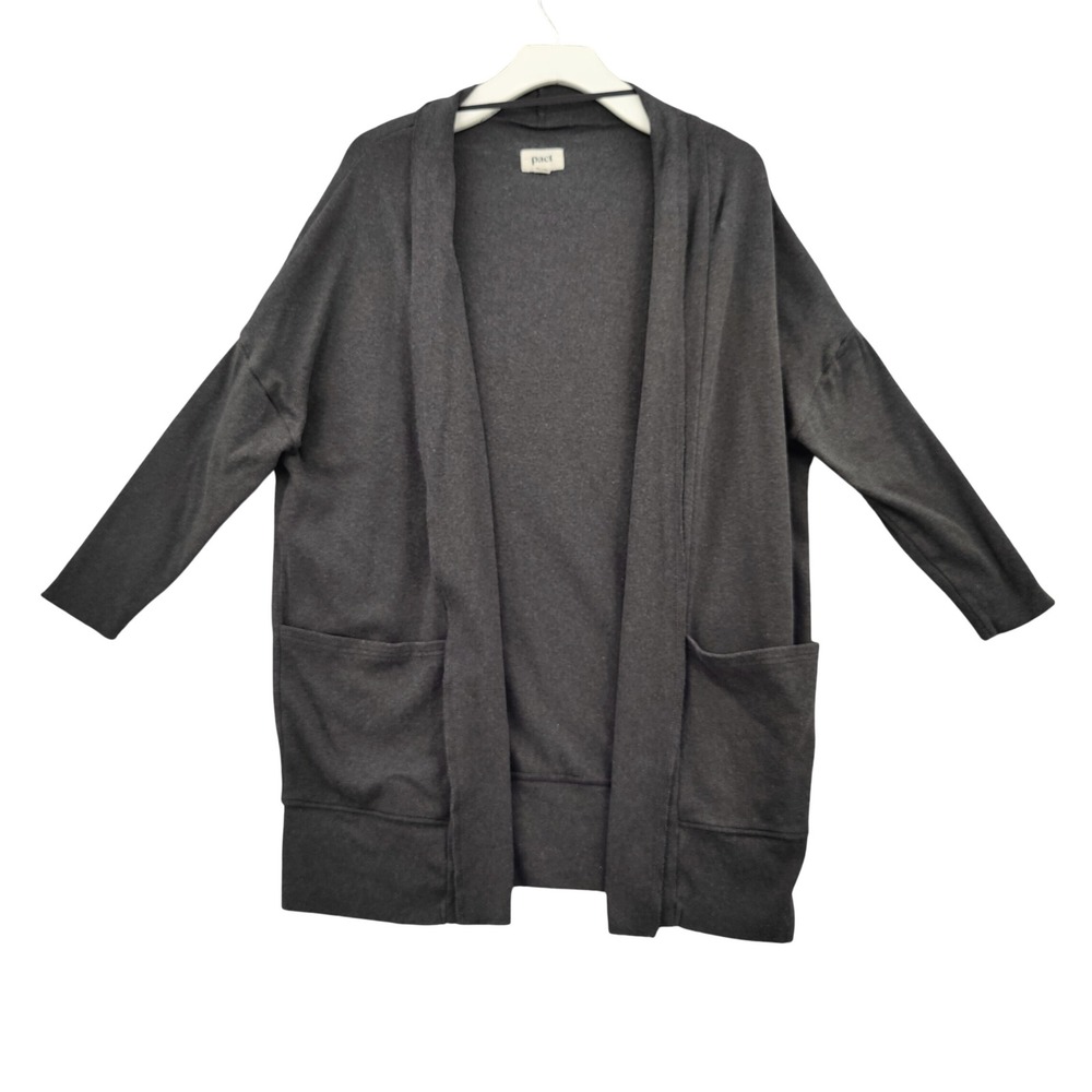 Pact Women Minimalist Loungewear Organic Cotton Cardigan XS/S Charcoal Eco Cozy
